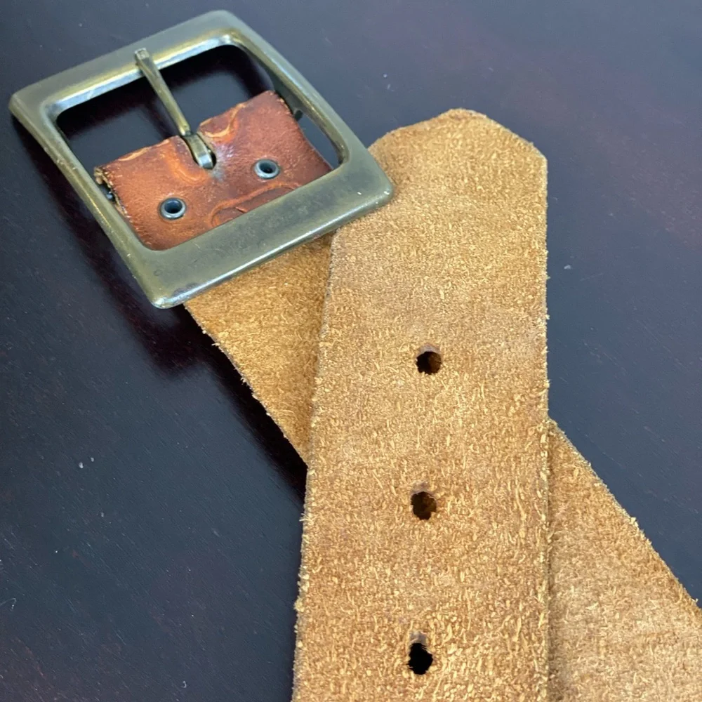 Vintage Leather BOHO hippie embossed mushroom & butterfly Belt Unisex Size 29-32